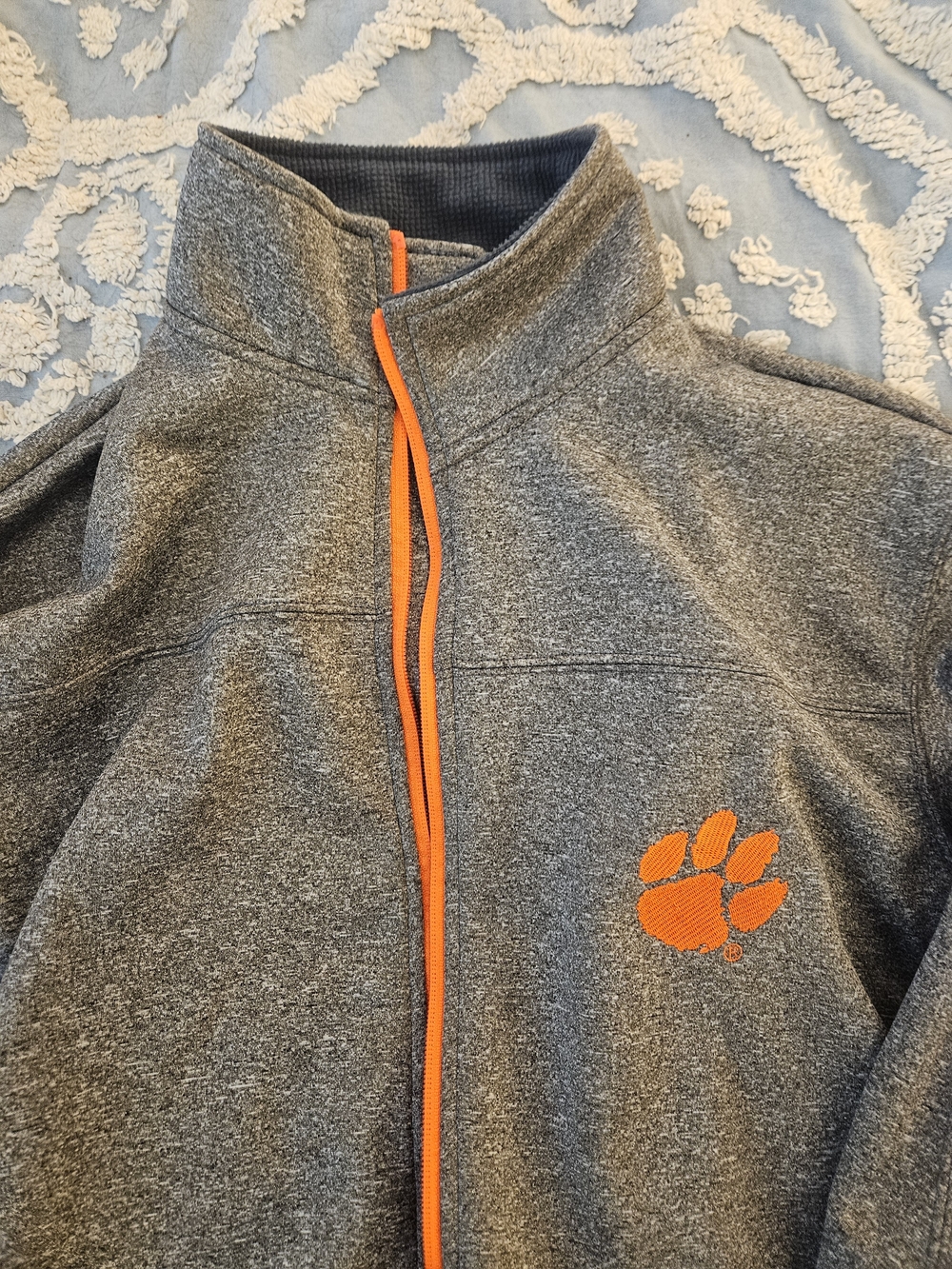 Knights Apparel Gray Kids Jacket with Orange Trim and Paw Logo Medium